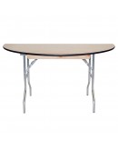 60 Inch Round Wood Half Round Folding Table, Vinyl Edging