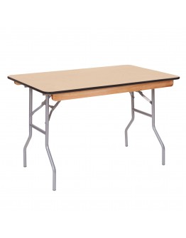 4 Foot Banquet Wood Folding Table, Vinyl Edging