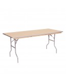 4 Foot Banquet Wood Folding Table, Metal Edging