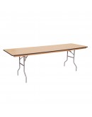 6 Foot Banquet Wood Folding Table, Vinyl Edging