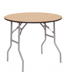 30 Inch Round Wood Folding Table, Vinyl Edging