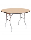 48 Inch Round Wood Folding Table, Vinyl Edging