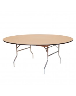 72 Inch Round Wood Folding Table, Vinyl Edging