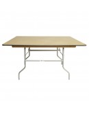 60 Inch Square Wood Folding Table, Metal Edging