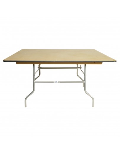 48 Inch Square Wood Folding Table, Metal Edging