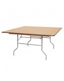 60 Inch Square Wood Folding Table, Metal Edging