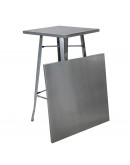 engrom Square Metal Cocktail Table Set, Gunmetal Grey